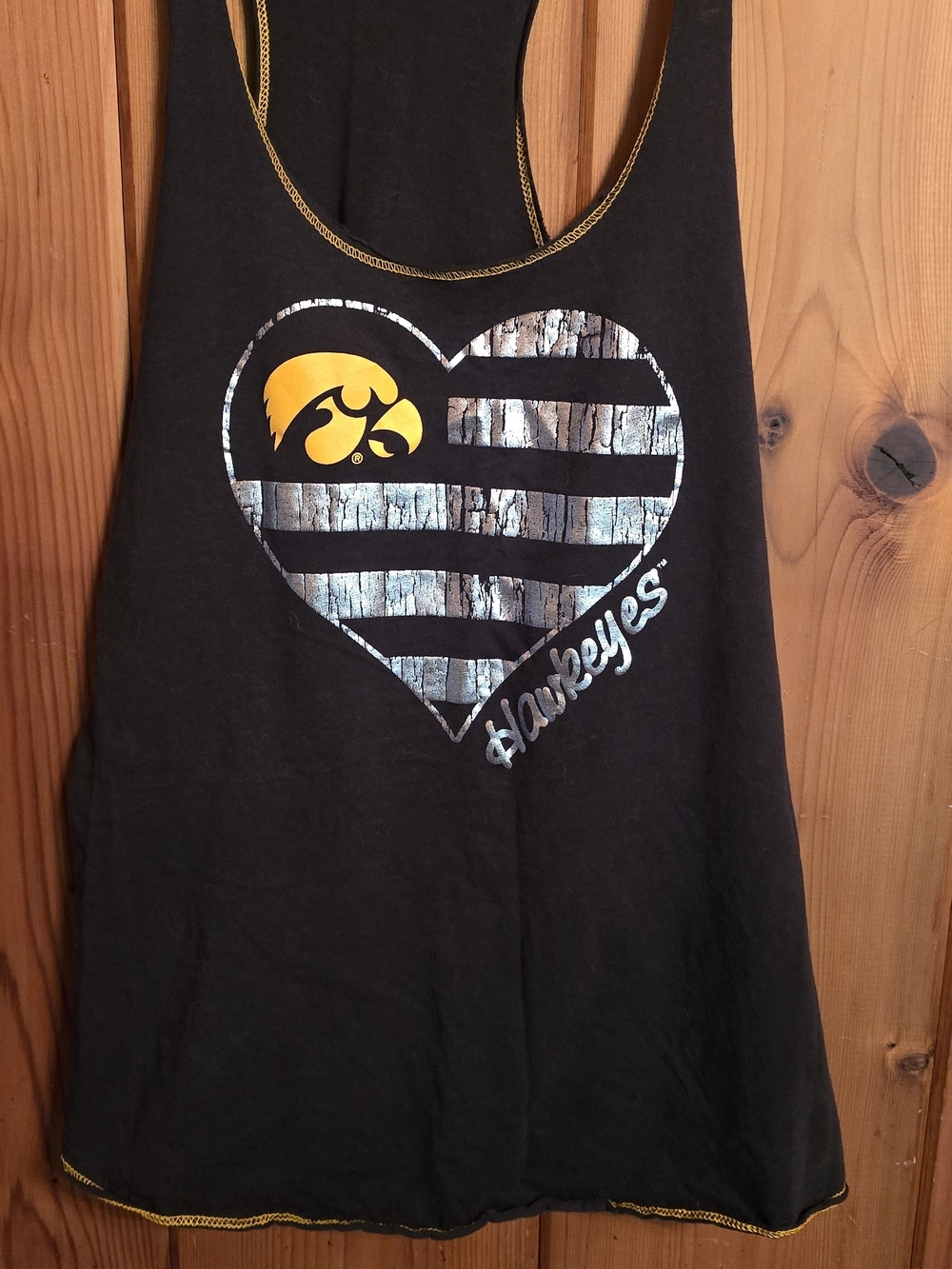 Knights Apparel Black Women's Graphic Tee with Iowa Hawkeye Logo